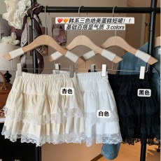 批发原版做法~设计感蕾丝花边<b class='q'>半身</b>裙秋冬高腰显瘦拼接蛋糕裙<b class='q'>短裙</b>女