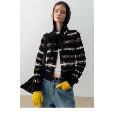 批发费尔曼岛提花系扣毛衣开衫短外套宽松短款针织衫2025秋新款