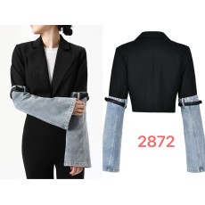 批发时尚气质个性潮牌<b class='q'>牛仔</b>外套新款高级感长袖系皮带短款西装款