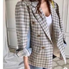 批发2025新品英伦风格子西装拼接外套高级感小<b class='q'>西服</b>中长款款