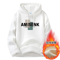 批发不下机秋冬加绒加厚圆领连帽卫衣青少年男装上衣帽衫