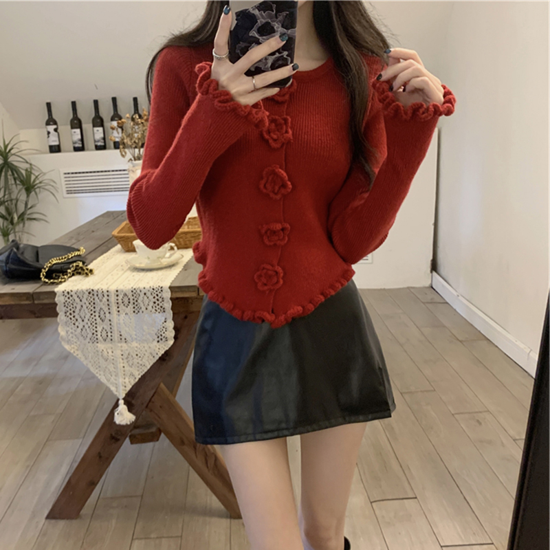 신년 홍산 동백 나무 니트 오픈 가디건 여성 가을 겨울철 착용 가져 가라. 불규칙 몸매 가꾸기 만나는 맨위