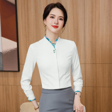 批发酒店<b class='q'>餐厅</b><b class='q'>服务员</b>工作服衬衣女2024秋冬季新款修身气质职业衬衫上衣