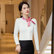 批发酒楼<b class='q'>餐厅</b><b class='q'>服务员</b>工作服衬衣女秋冬季新款修身气质长袖衬衫上衣纯色