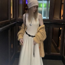 批发大码夏季纯色无袖内搭连衣裙微胖修身纯欲拼接百搭背心连衣裙女