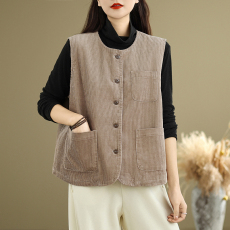 批发实拍2026春季新款圆领<b class='q'>百搭</b>背心马甲复古通勤宽松休闲坎肩上衣外套