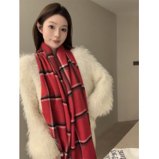 实拍不减价 新年红色围巾女冬季长款格子仿羊绒围脖披肩两用保暖
