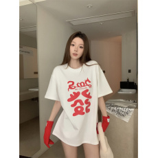 批发实拍实价 2025新款韩版宽松显瘦新年發字印花圆领加厚<b class='q'>短袖</b><b class='q'>T</b><b class='q'>恤</b>