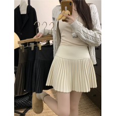批发百褶裙毛呢短裙白色防走光A字半身裙秋<b class='q'>冬</b>季百搭高腰裙子