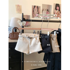 批发实拍实价 加绒港味复古辣妹休闲<b class='q'>短裤</b>女<b class='q'>高腰</b>a字简约外穿阔腿<b class='q'>短裤</b>