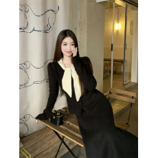 批发实拍实价 蜜桃莫吉托收腰针织开衫温柔半身裙套装女