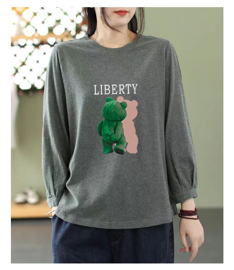 MY16967# 文艺纯棉九分袖T恤新款韩版宽松大码显瘦中袖圆领上衣女裝貨...