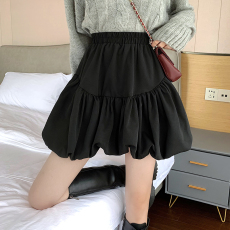 批发新款蓬蓬花苞裙女高腰a字蛋糕<b class='q'>半身</b>裙小个子伞裙黑色<b class='q'>短裙</b>