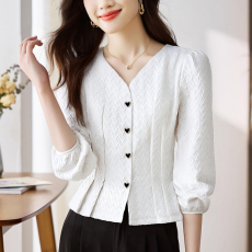 批发实拍洋气秋季女装V领休闲<b class='q'>宽松</b><b class='q'>雪纺衫</b>上衣开衫衬衫女打底衫衬衣