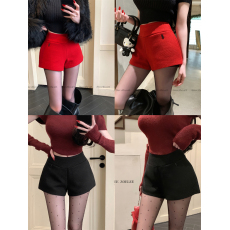 批发实拍实价 时尚高腰洋气A字休闲短裤百搭靴裤子阔腿热裤女冬