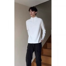 批发官图280克双面德绒长袖t恤薄春秋潮纯色拉链<b class='q'>修身</b>打底衫半高领上衣