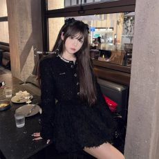 批发富家千金小香风套装女秋冬高级感<b class='q'>气质</b>名媛短外套蓬蓬<b class='q'>连衣裙</b>两件套