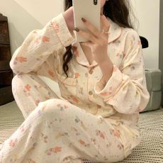 批发实拍（双层纯棉纱布）<b class='q'>春秋</b>季新款甜美可爱公主风<b class='q'>婴儿</b>棉家居服<b class='q'>套装</b>