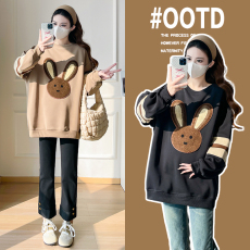 批发孕妇装春秋款2026春装新款孕妇装卫衣秋冬兔子刺绣上衣春秋