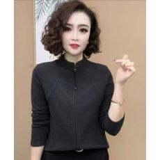 批发气质百搭打底<b class='q'>上衣</b>2026春秋<b class='q'>妈妈装</b>W百搭显瘦新款拉链立领长袖开衫