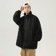 批发复古麂皮绒夹克男美式街头潮牌痞帅高级感<b class='q'>嘻哈</b>上衣青少年拉链外套