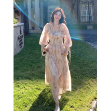 批发法式印花雪纺连衣裙女<b class='q'>新款</b>温柔气质显瘦绝美爆款仙女长裙韩单