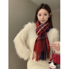 实拍不减价 新年红色格子围巾女感流苏加厚保暖披肩情侣护颈围脖