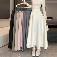 批发实拍2026春季<b class='q'>新款</b>设计感缎面垂感半身裙<b class='q'>新款</b>高腰大裙摆长裙女裙