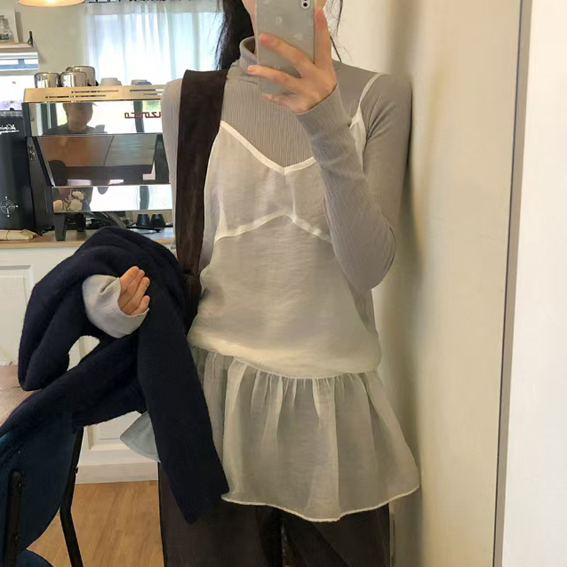 재고 있음 한 세대 chic 보 주님 같은 단락 ins 바람 착용 가져 가라. 작은 대중 스택 착용 있음 하이라이트 슬립 드레스