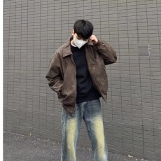 批发秋<b class='q'>冬</b>新款翻领PU皮衣外套男秋季高级感痞帅机车底特律夹克上衣