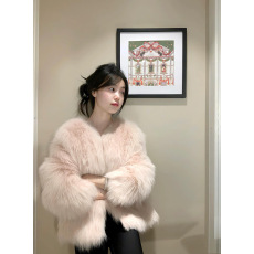 批发实拍实价 V领套头针织内搭+气质粉色温柔挂狐狸毛<b class='q'>皮草</b>外套