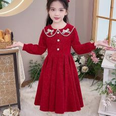 批发儿童<b class='q'>长袖</b>加厚连衣裙2025新款<b class='q'>女童</b>外穿<b class='q'>加绒</b>公主裙冬装儿童连衣裙子