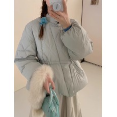 批发新中式立领盘扣羽绒服女短款2024新款收腰白鸭绒显瘦外套国风