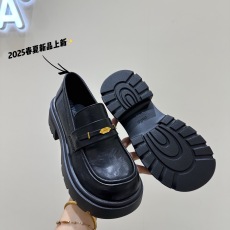 批发软皮乐福鞋女2025春季新款英伦风小皮鞋厚底一脚蹬单鞋黑色jk鞋子