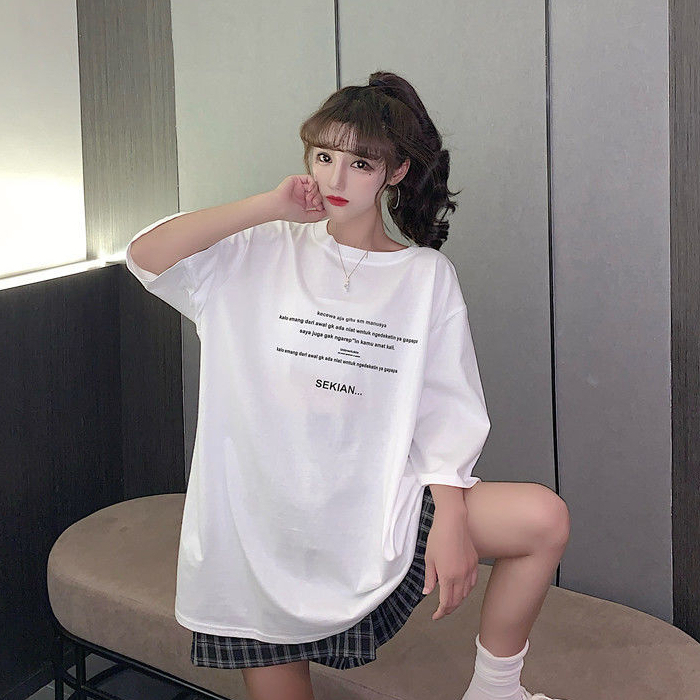 있음 선적 원본 발 코드 대외 무역 한국 스타일 새로운 여름 반팔 티셔츠 여성 느긋한 하라주쿠 맨위 chic 항구