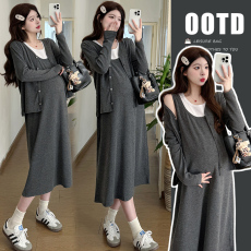 2026早春新款时尚假两件洋气连衣裙早春孕期慵懒风两件套