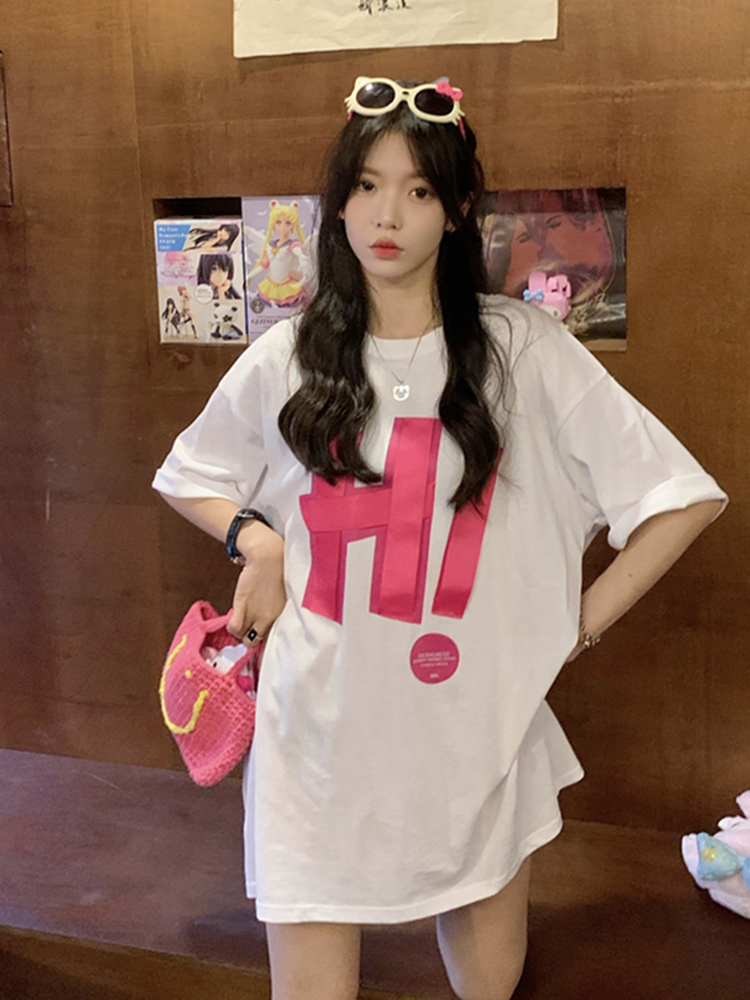 MY15720# 韩国外贸韩版新款夏季短袖T恤女韩版宽松慵懒原宿上衣chi...