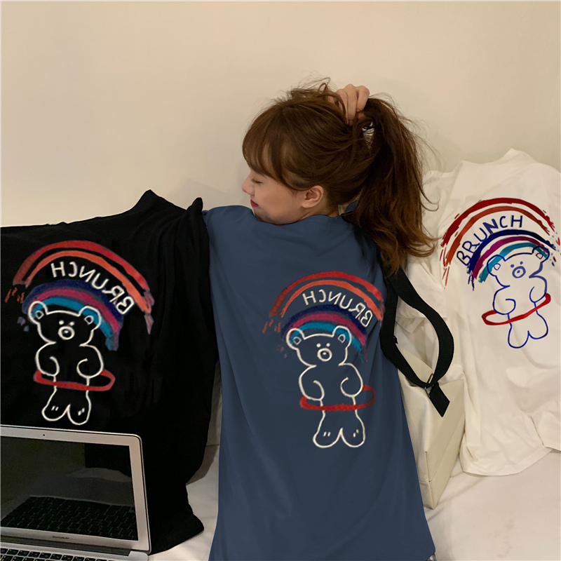 MY15717# 韩国外贸韩版新款夏季短袖T恤女韩版宽松慵懒原宿上衣chi...