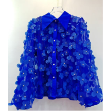 批发彩依  2025<b class='q'>春</b>季新款  手工钉珠立体蝴蝶长袖衬衣时尚气质上衣女