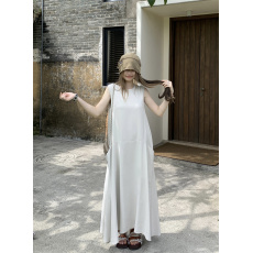 批发微胖气质大口袋设计感显瘦遮肉背心<b class='q'>连衣裙</b>法式高级感无袖A字长裙