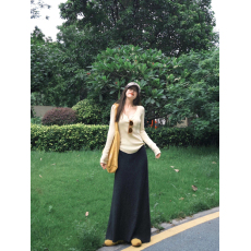 批发2026春款韩系慵懒松弛感修身针织衫中长款针织包臀裙