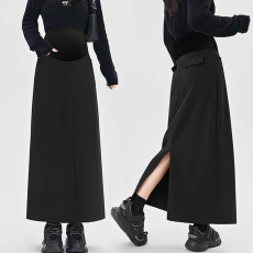批发天猫品质春秋季西装孕妇半身长裙口袋后开叉直筒长款托腹包臀长裙