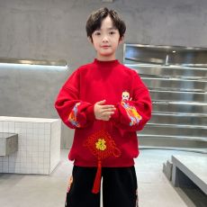 批发<b class='q'>男</b><b class='q'>童</b><b class='q'>秋</b>装<b class='q'>卫衣</b>套装2025新款秋冬季加绒加厚中大儿童<b class='q'>男</b>孩红色拜年服