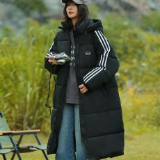 批发实拍长款羽绒棉服2024冬韩版宽松oversize休闲过膝连帽棉衣女外…