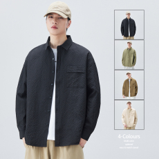 批发2025春季新款高品质衬衫男宽松上衣休闲长袖衬衣