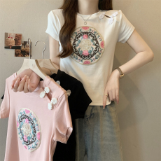 批发实拍 实价40支纯棉210克92棉/8氨纶2025夏装短袖<b class='q'>T</b><b class='q'>恤</b>女<b class='q'>蕾丝</b>