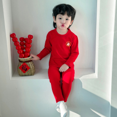 批发[黛琳芬]90-160码红色本命年德绒保暖<b class='q'>内衣</b><b class='q'>儿童</b>睡衣男女孩家居服9