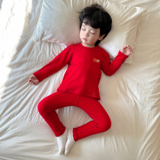 批发[黛琳芬]90-160码红色本命年德绒保暖<b class='q'>内衣</b><b class='q'>儿童</b>睡衣男女孩家居服9