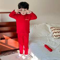 批发[黛琳芬]90-160码红色德绒保暖<b class='q'>内衣</b><b class='q'>儿童</b>睡衣男女孩家居服控价59元