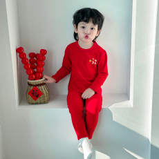 批发[黛琳芬]90-160码红色德绒保暖<b class='q'>内衣</b><b class='q'>儿童</b>睡衣男女孩家居服控价59元